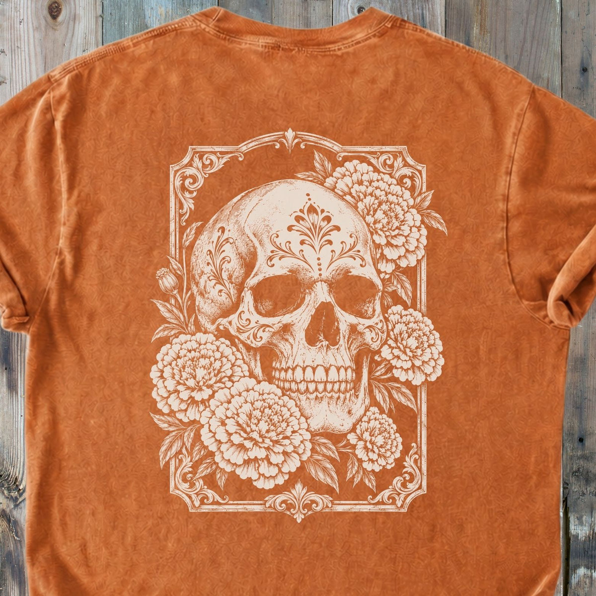 Marigold Skull BACK PRINT - Premium Heavyweight Tee